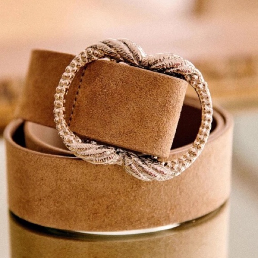 Sezane gold/beige suede Artemis belt, 80 cm/31.5 in, NWT/never worn